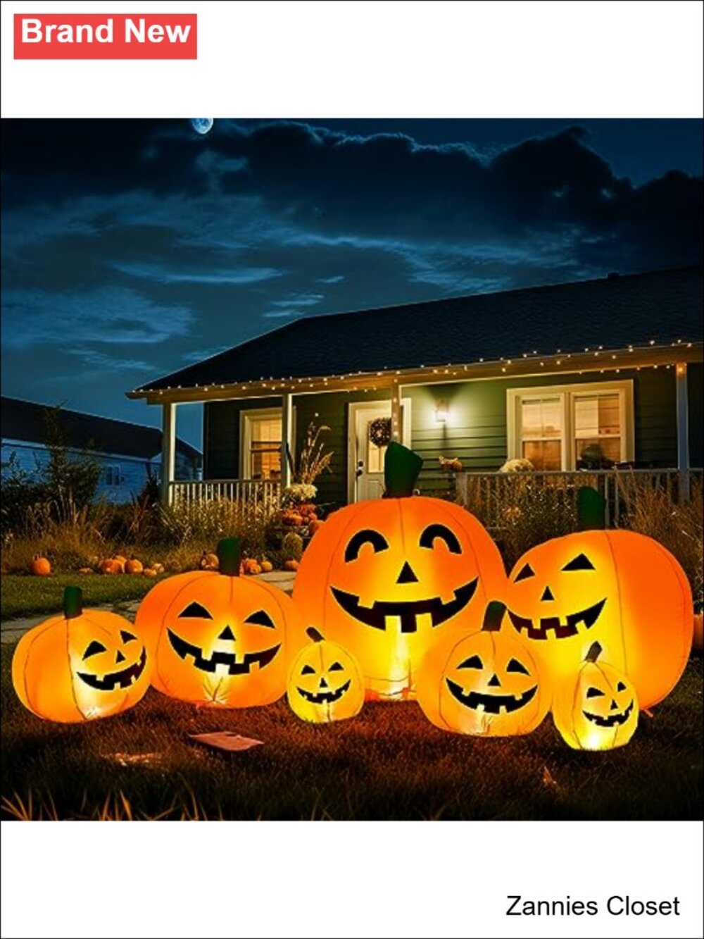 👻 7.5ft Halloween Inflatable Pumpkin Outdoor Yard Decor LED Lighted